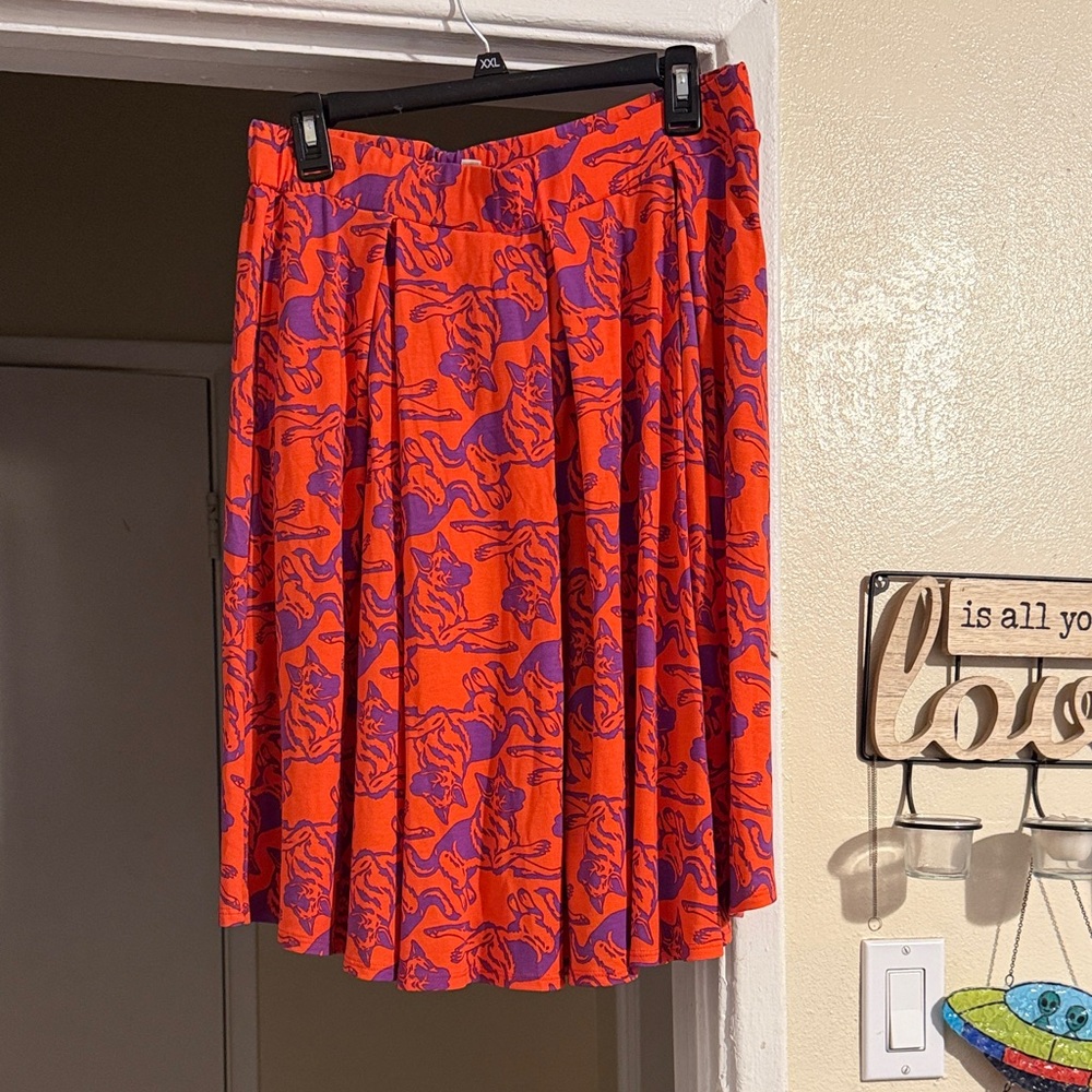 LuLaRoe A-Line Skirt in Bold Orange and Purple